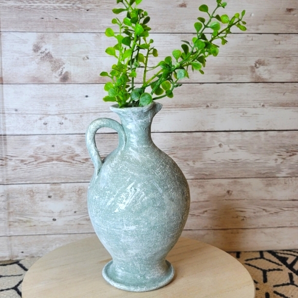 Other - Vase decor in moss green stone finish